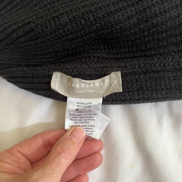 Everlane Organic Cotton Chunky Beanie - OS Black - Picture 3 of 3